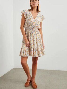 Rails Tara Flowers Summer Dress lightweight crepe floral print L